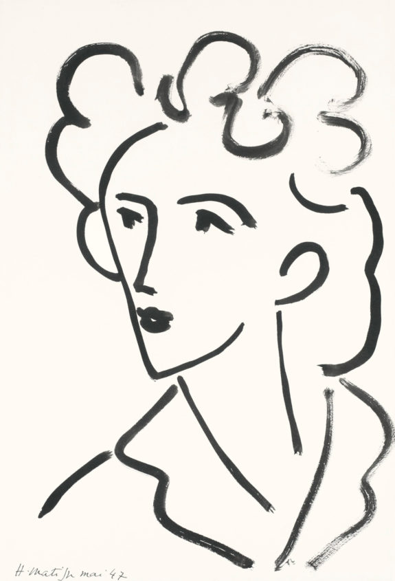 Questo è un disegno a china nera su foglio bianco realizzato da Henri Matisse nel 1947. Questa testa di donna è perfetta come immagine per la sezione del sito Chi è House of Arts.