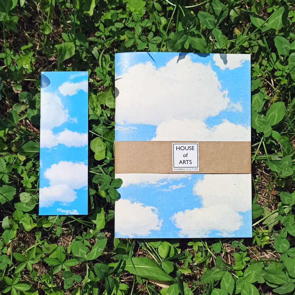 Taccuino La Malediction ispirato al quadro di Renè Magritte Nuvole // House of Arts realizza artigianato sostenibile made in Italy per merchandising museale e art lovers